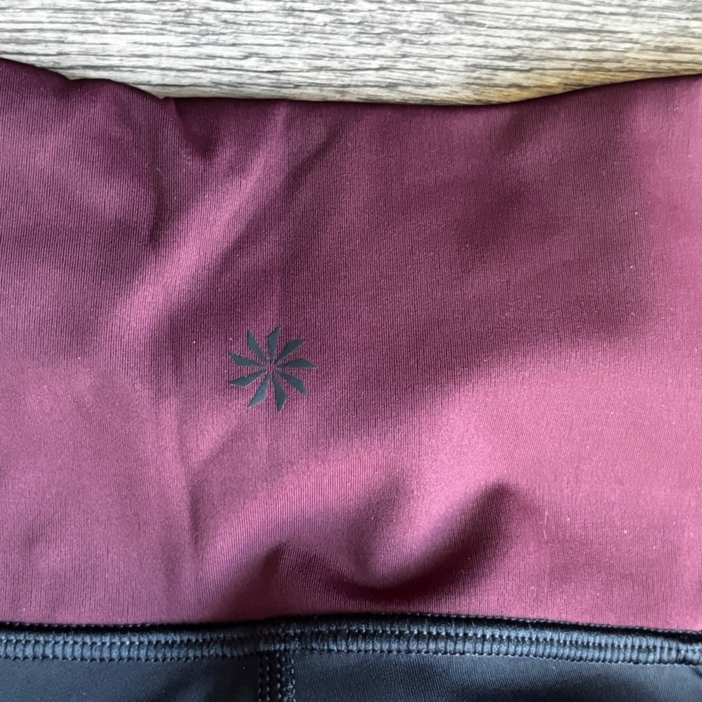 Athleta Crunch Colorblock 7/8 Length Tight Leggings Supersonic Black Burgundy S - Picture 13 of 13